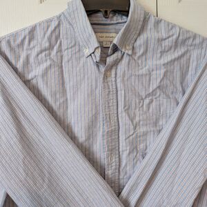 Free Assembly Long Sleeve Blue Stripe Essential Men's Size Large Cotton Blend